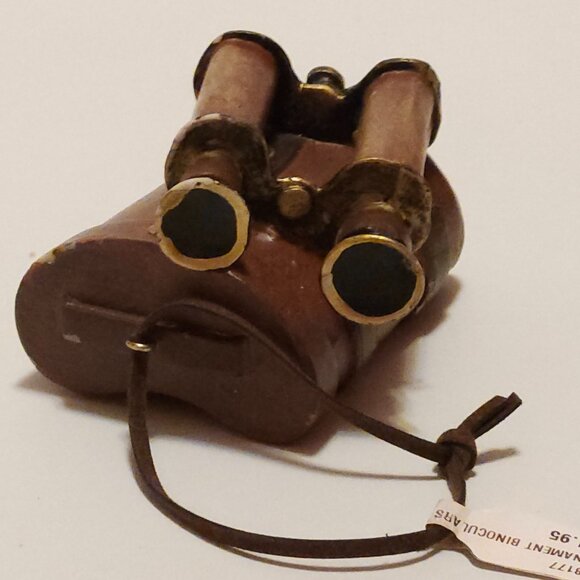 Brass Binoculars with Leather Box Nautical Binocular CHRISTMAS TREE ORNAMENT - Picture 1 of 6